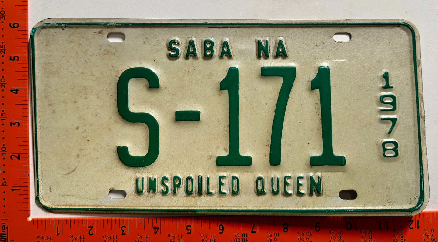 1978 Saba #S-171 Passenger License Plate