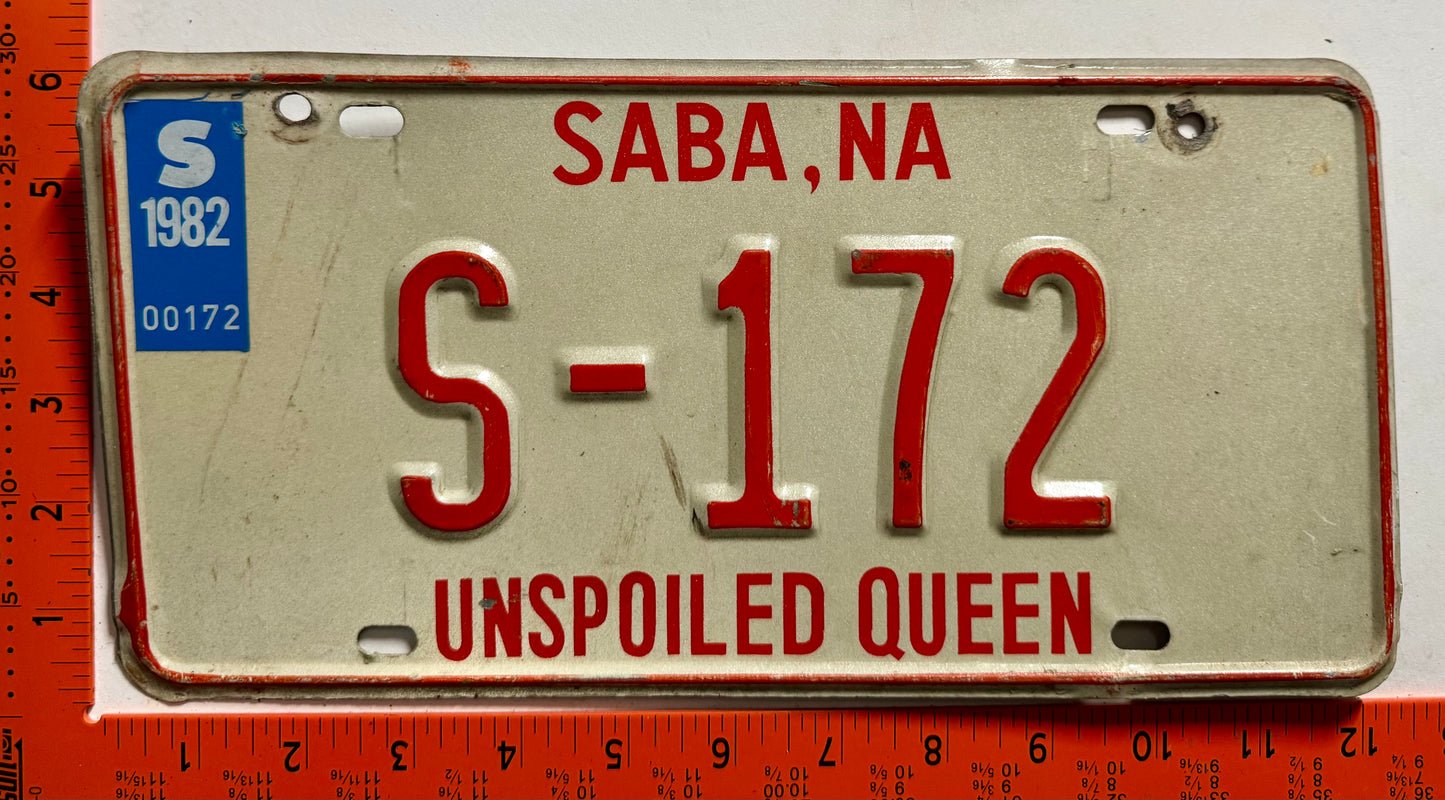 1982 Saba #S-172 Passenger License Plate