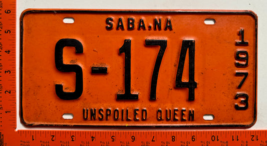 1973 Saba #S-174 Passenger License Plate