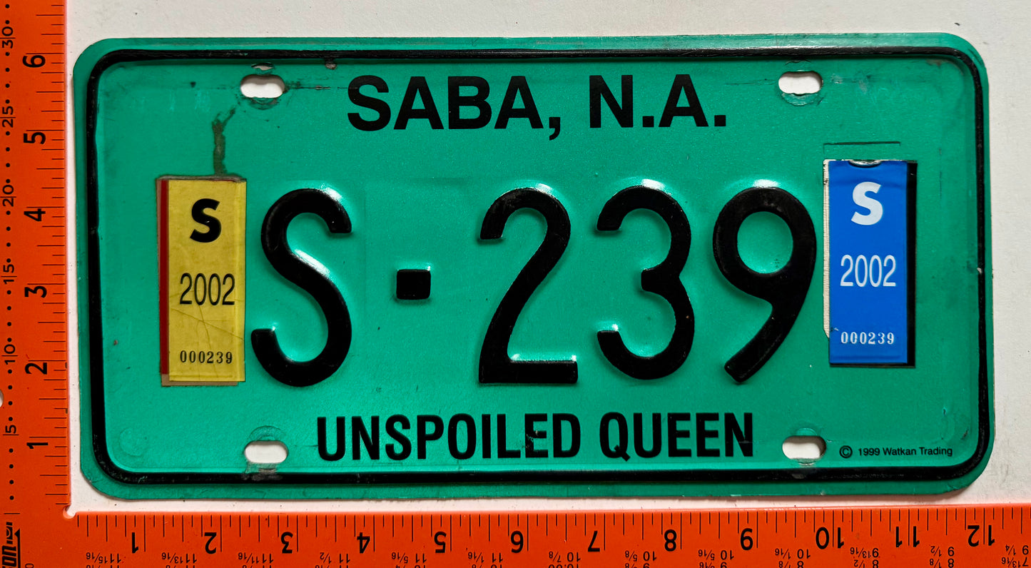 2002 Saba #S-239 Passenger License Plate