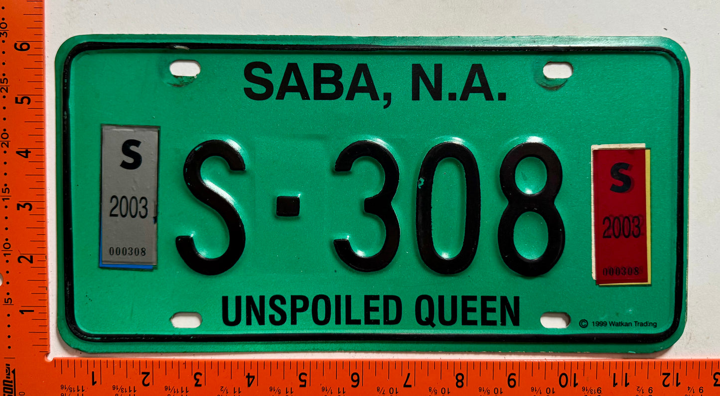 2003 Saba #S-308 Passenger License Plate