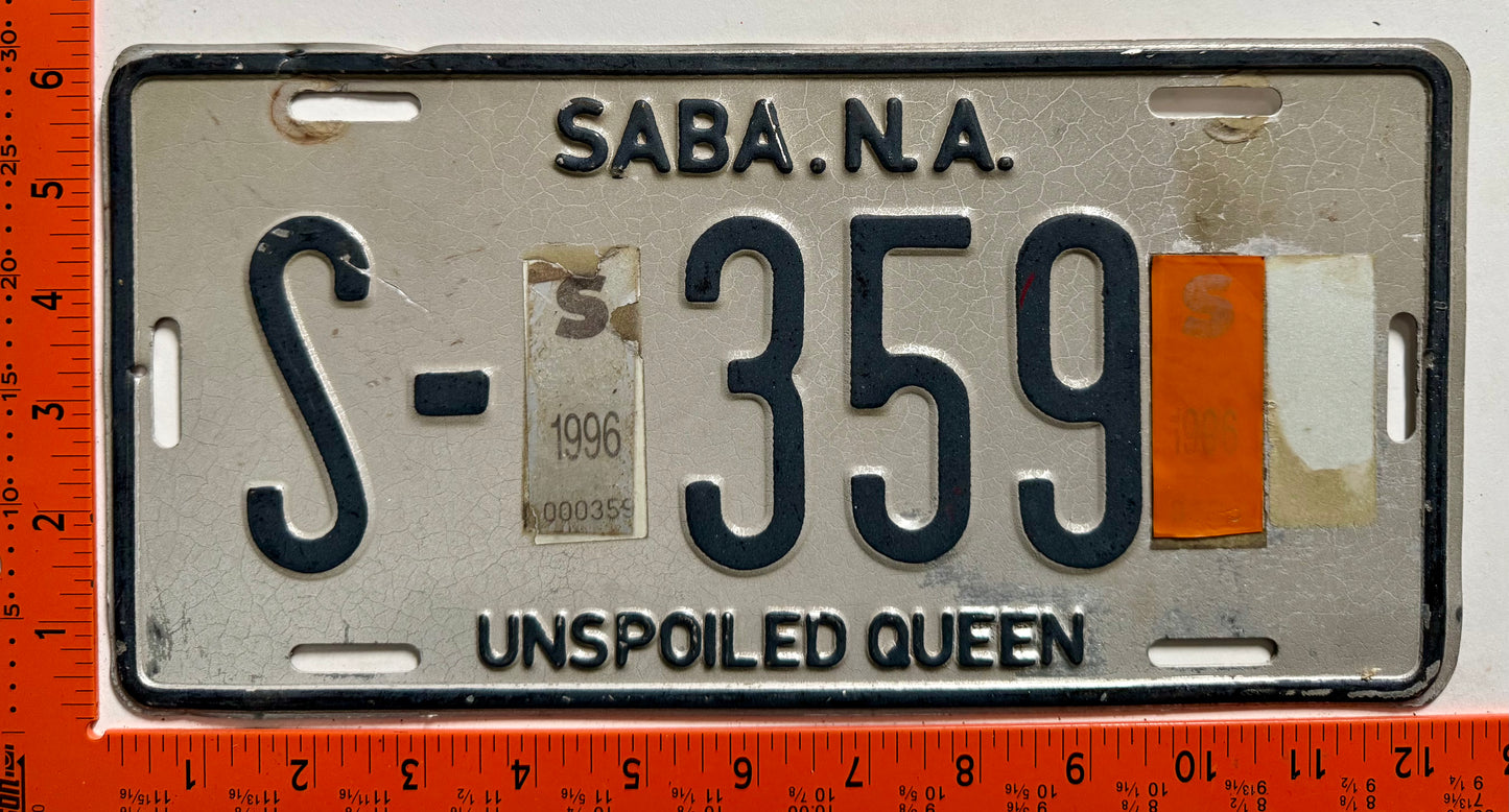 1996 Saba #S-359 Passenger License Plate