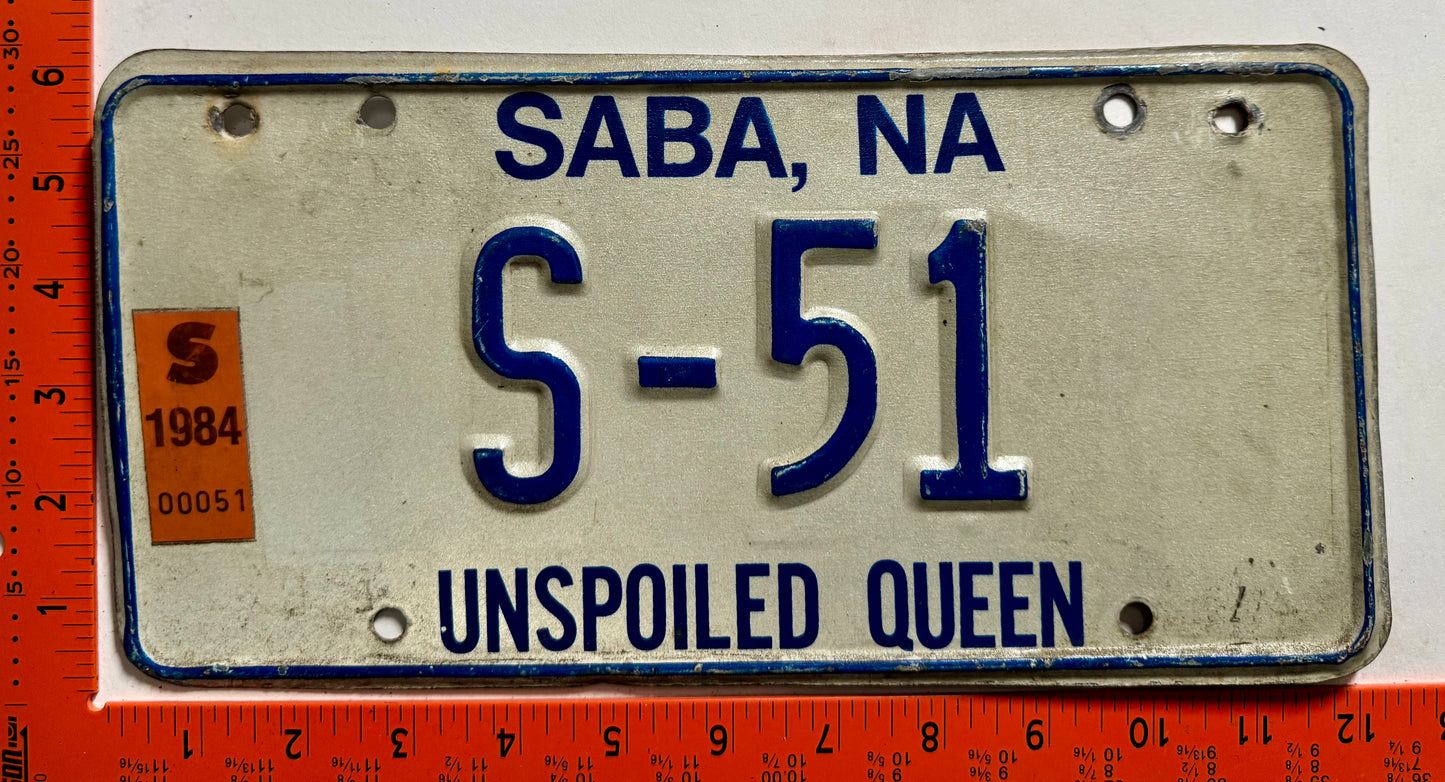 1984 Saba #S-51 Passenger License Plate