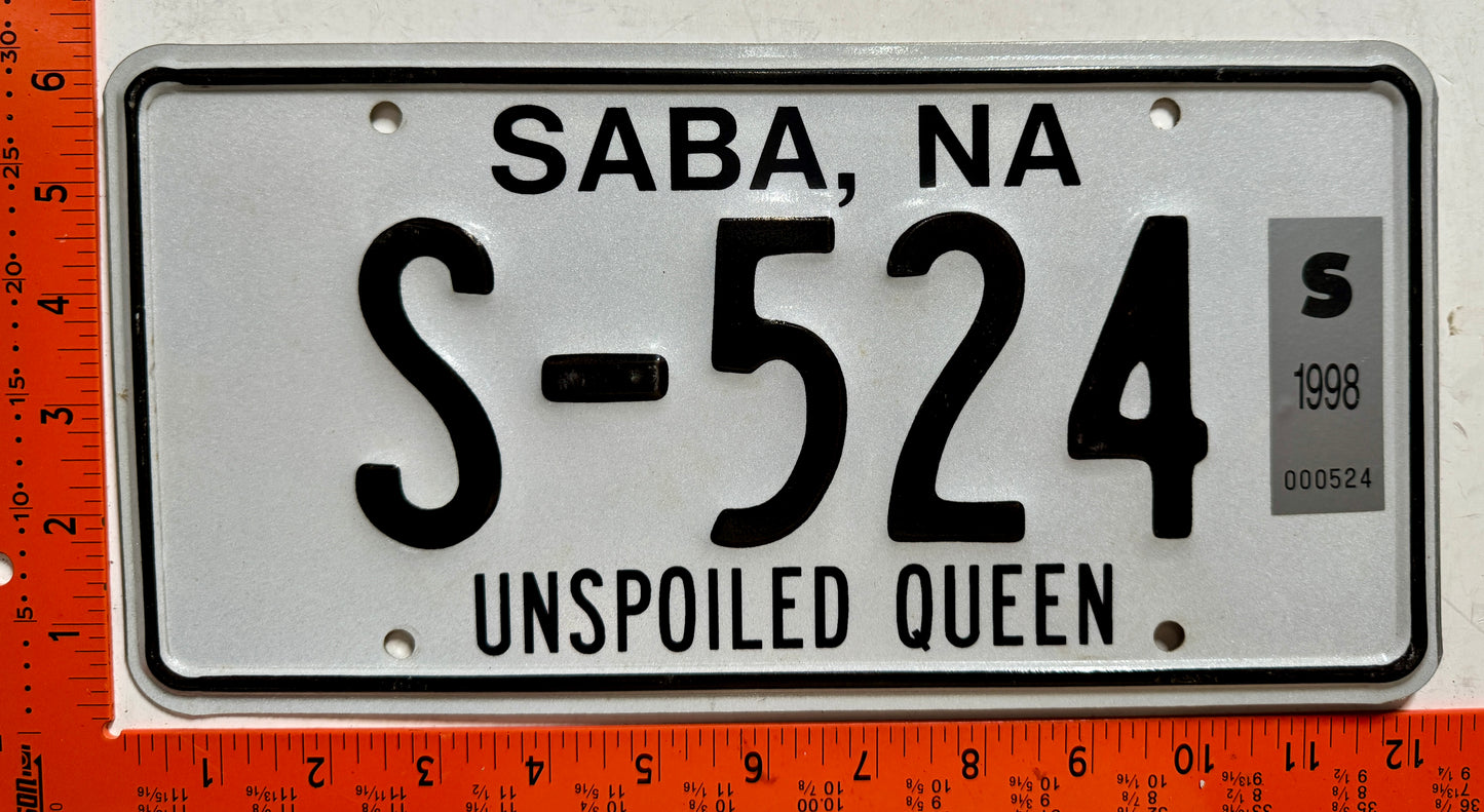 1998 Saba #S-524 Passenger License Plate