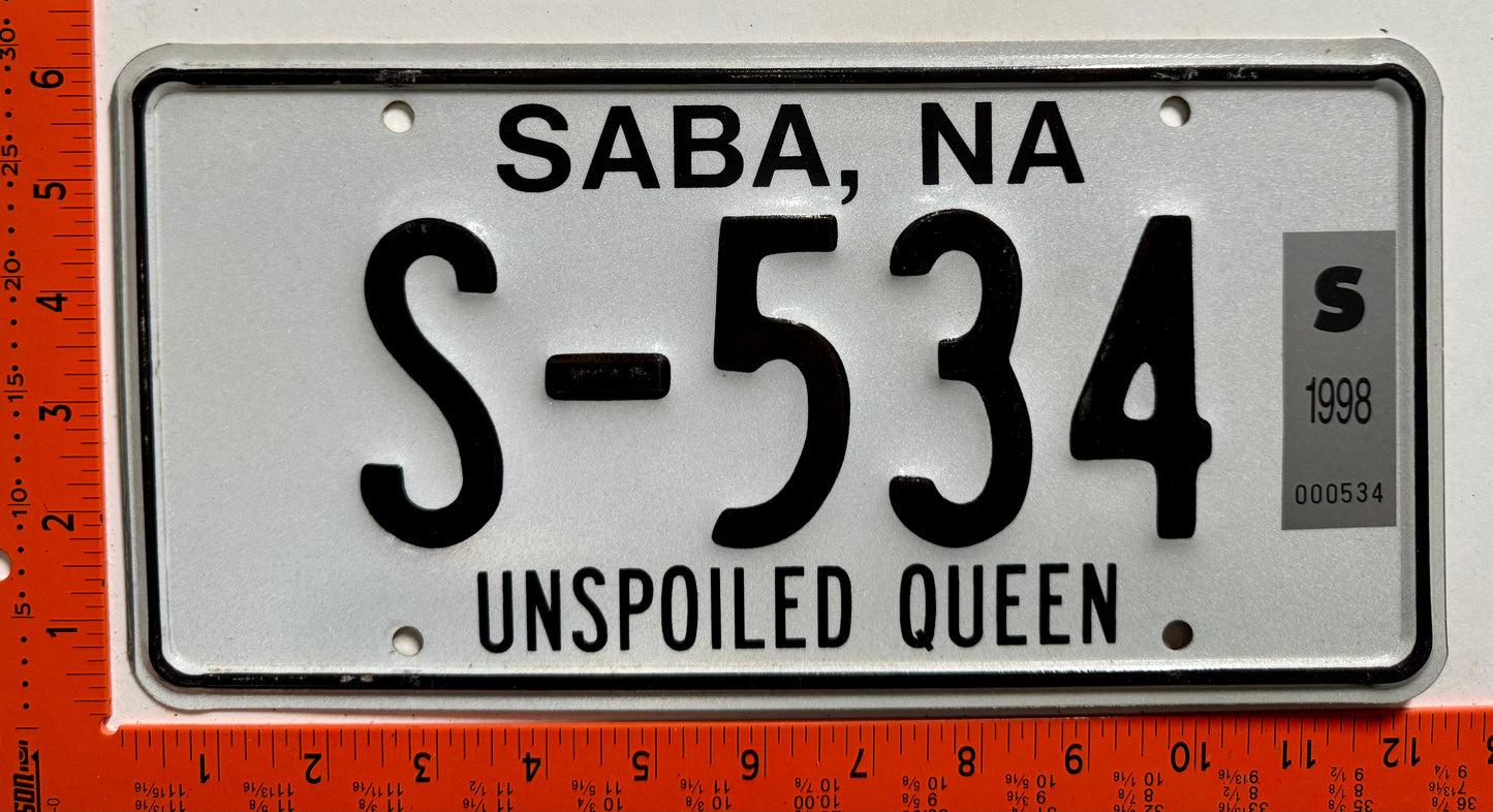 1998 Saba #S-534 Passenger License Plate