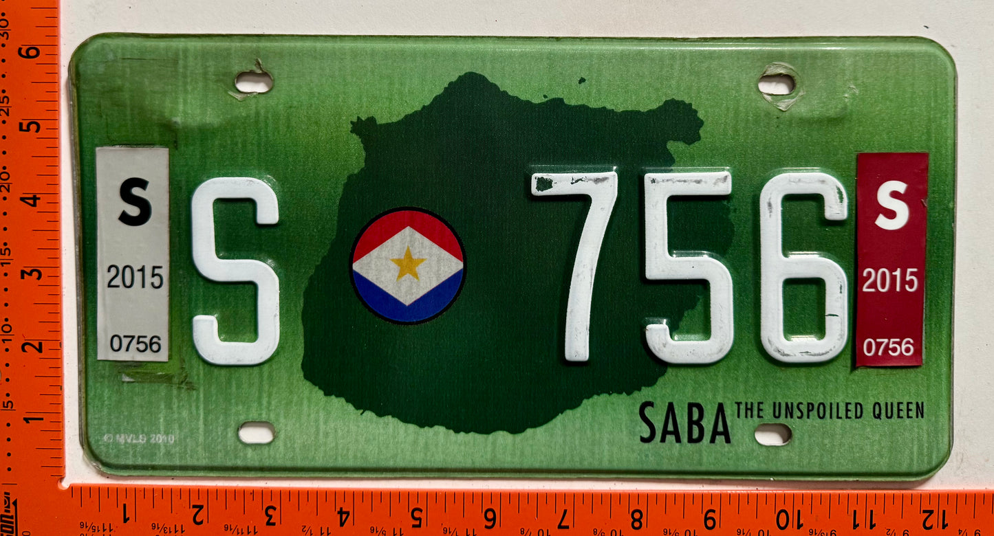 2015 Saba #S 756 Passenger License Plate