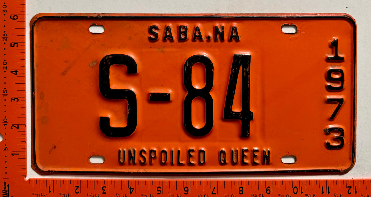 1973 Saba #S-84 Passenger License Plate