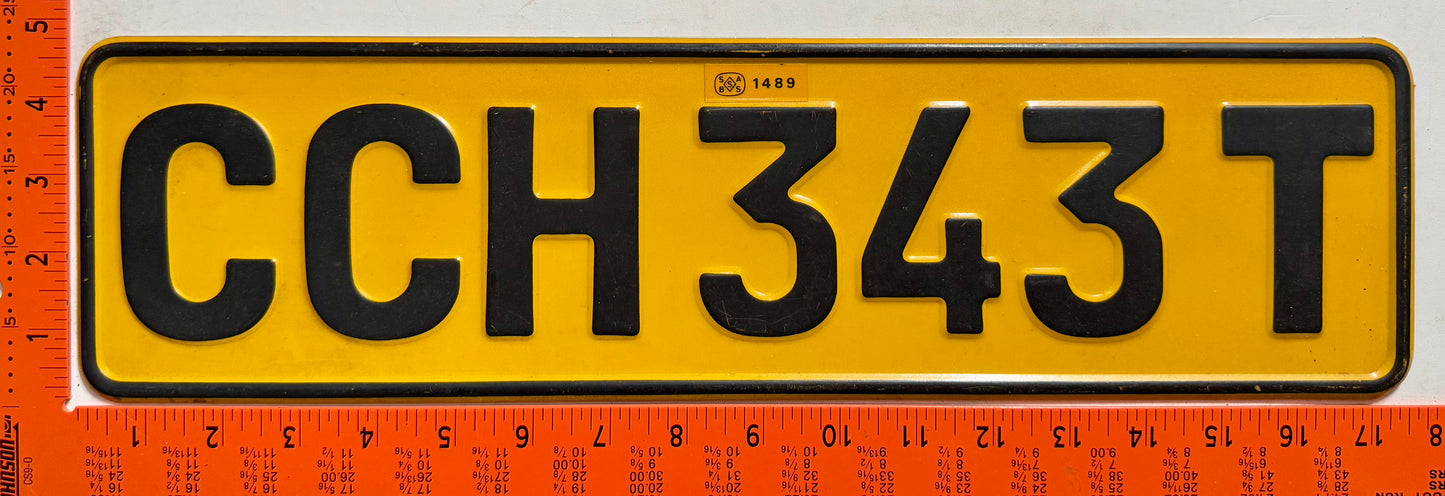 undated South Africa #CCH343T Passenger License Plate