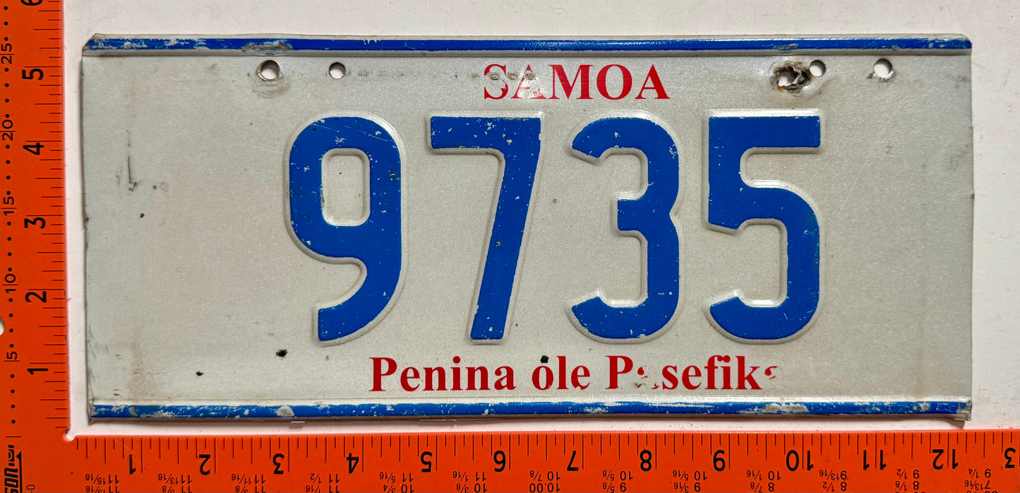 undated Samoa #9735 Passenger License Plate