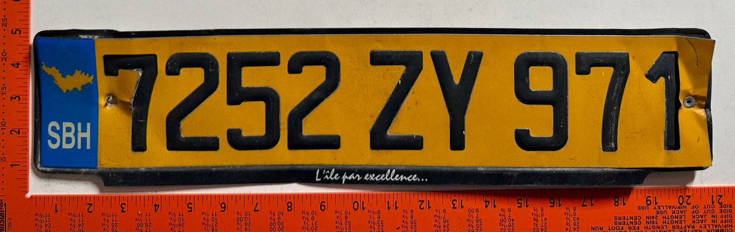 Undated St Barthelemy #7252 ZY 971 Passenger License Plate