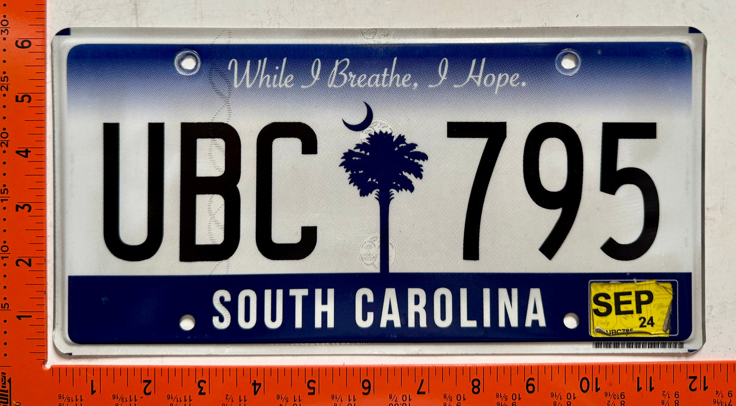 2024 South Carolina #UBC 795 Passenger License Plate