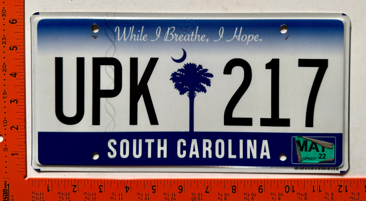2022 South Carolina #UPK 217 Passenger License Plate