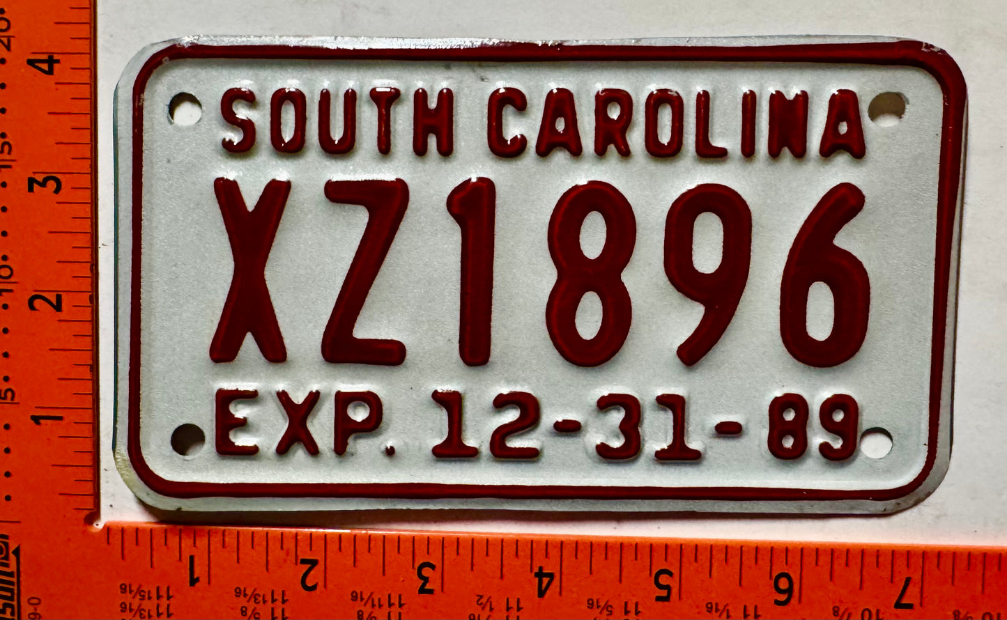 1989 South Carolina #XZ1896 Motorcycle Dealer License Plate