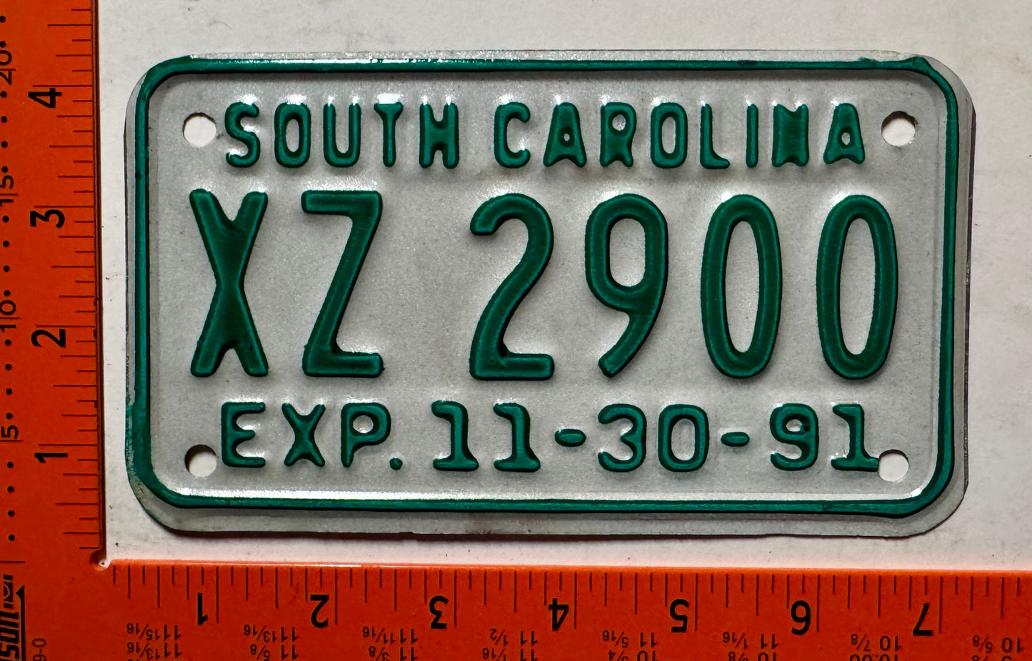 1991 South Carolina #XZ2900 Motorcycle Dealer License Plate