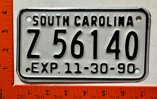 1990 South Carolina #Z 56140 Motorcycle License Plate