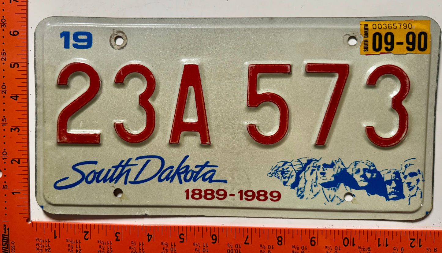 1990 South Dakota #23A 573 Passenger License Plate