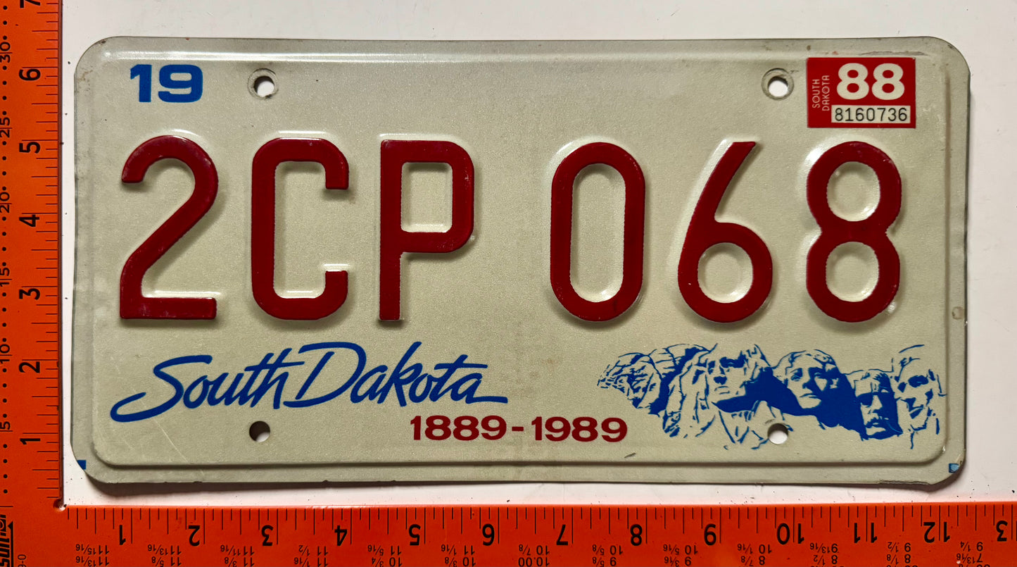 1988 South Dakota #2CP 068 Passenger License Plate