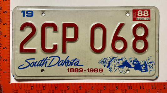 1988 South Dakota #2CP 068 Passenger License Plate