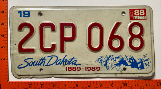 1988 South Dakota #2CP 068 Passenger License Plate
