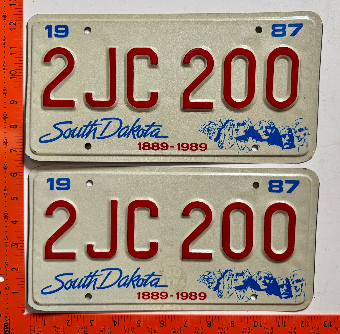 1987 South Dakota #2JC 200 Passenger License Plate Pair