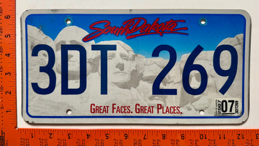 2007 South Dakota #3DT 269 Passenger License Plate