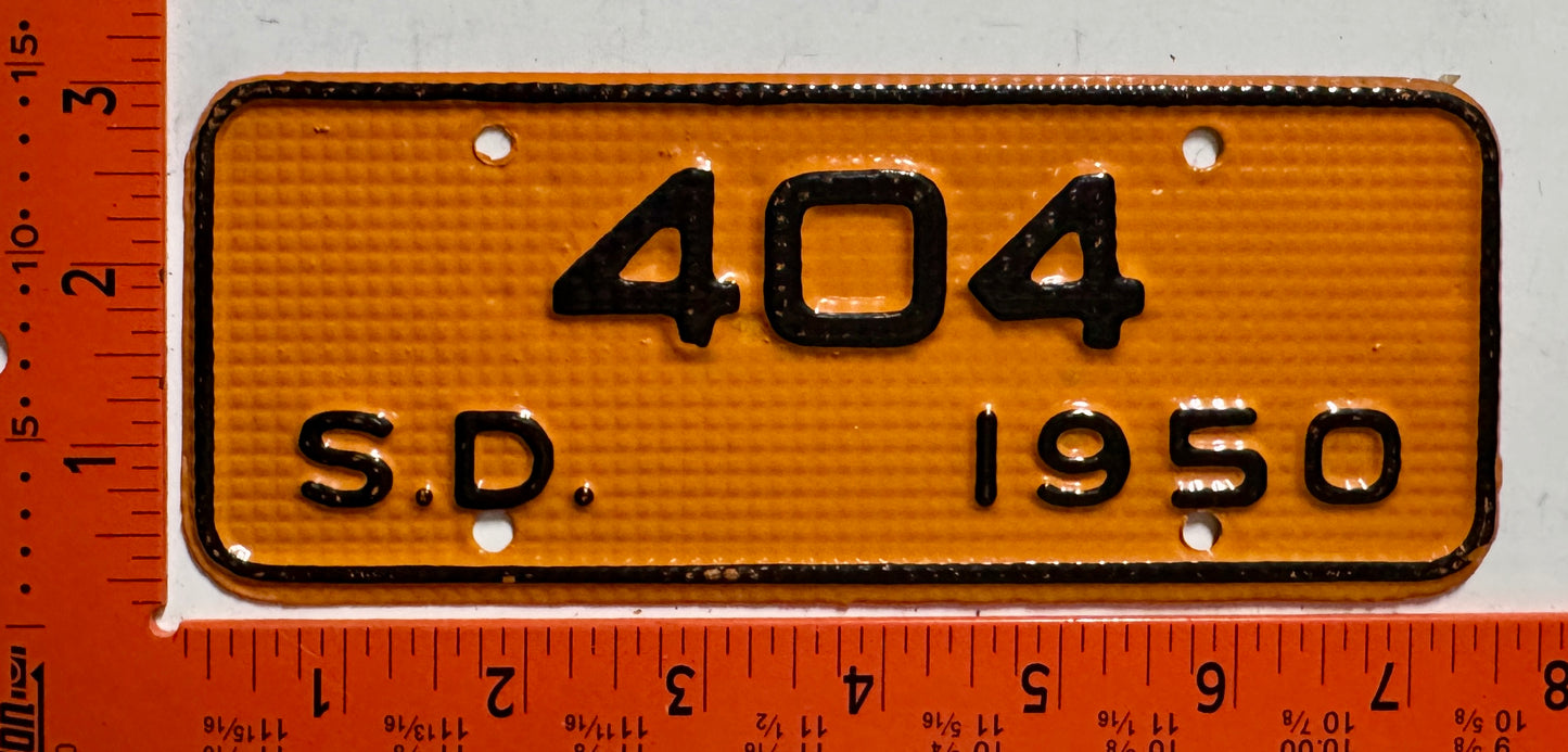1950 South Dakota #404 Motorcycle License Plate