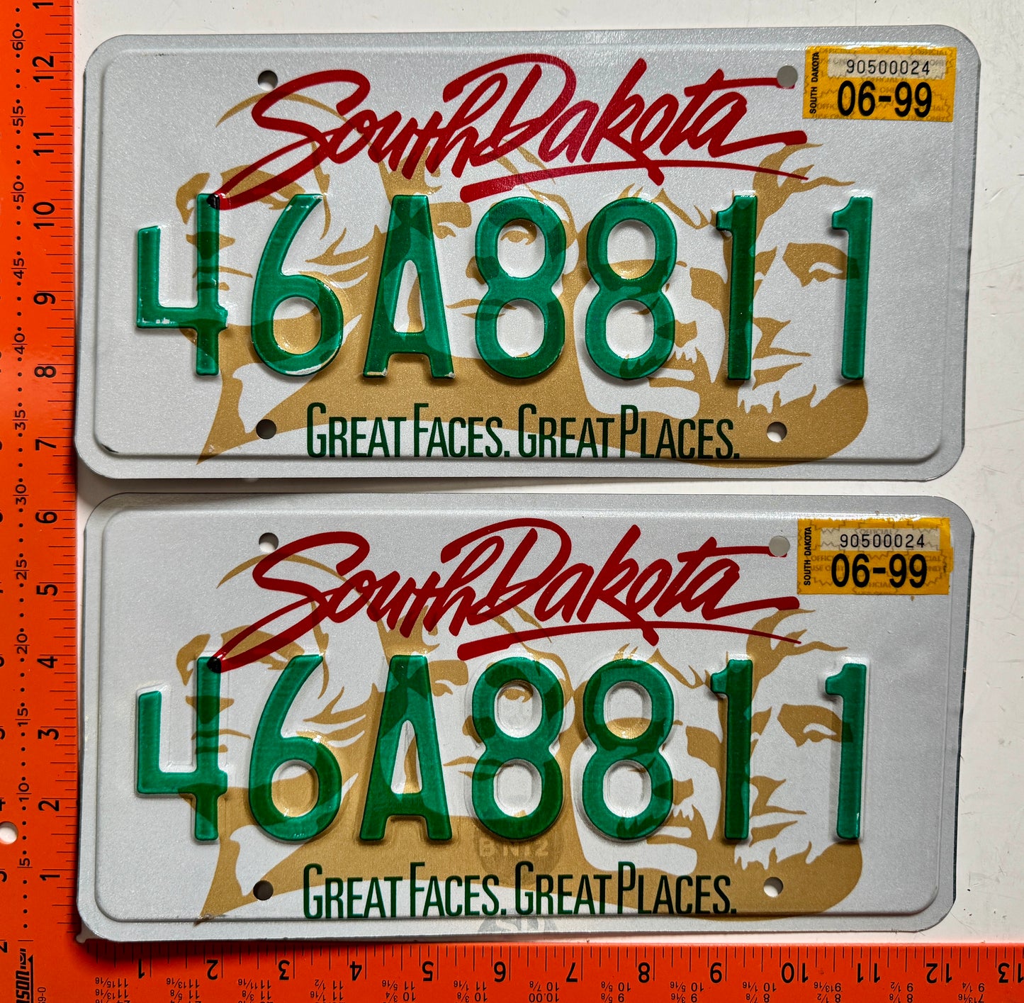 1999 South Dakota #46A8811 Passenger License Plate Pair