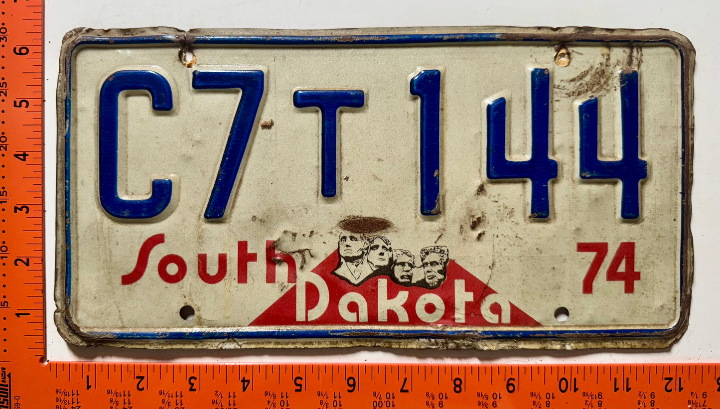 1974 South Dakota #C7T144 Truck License Plate