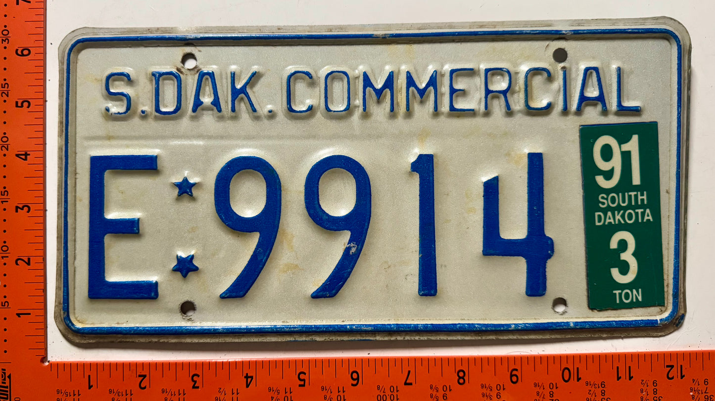 1991 South Dakota #E:9914 Commercial License Plate