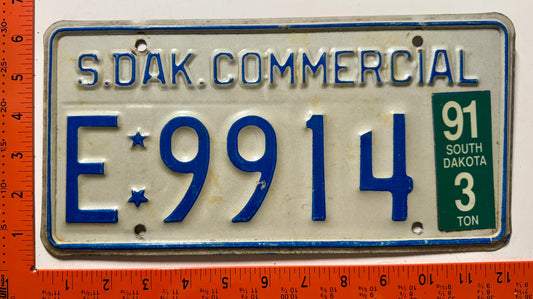 1991 South Dakota #E:9914 Commercial License Plate