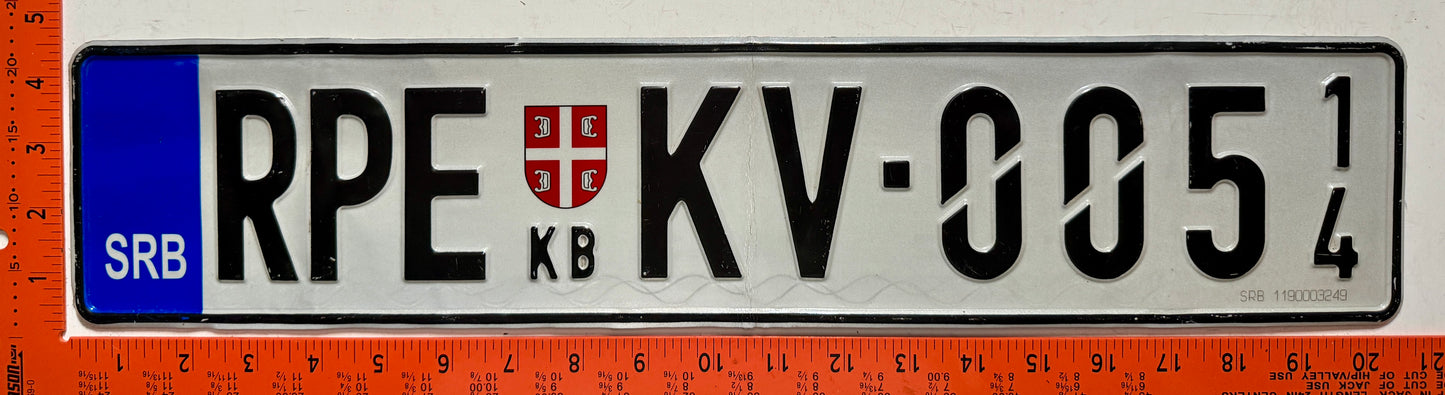 2014 Serbia #RPE KV-005 Temporary License Plate