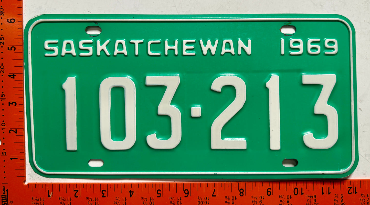 1969 Saskatchewan #103-213 Passenger License Plate