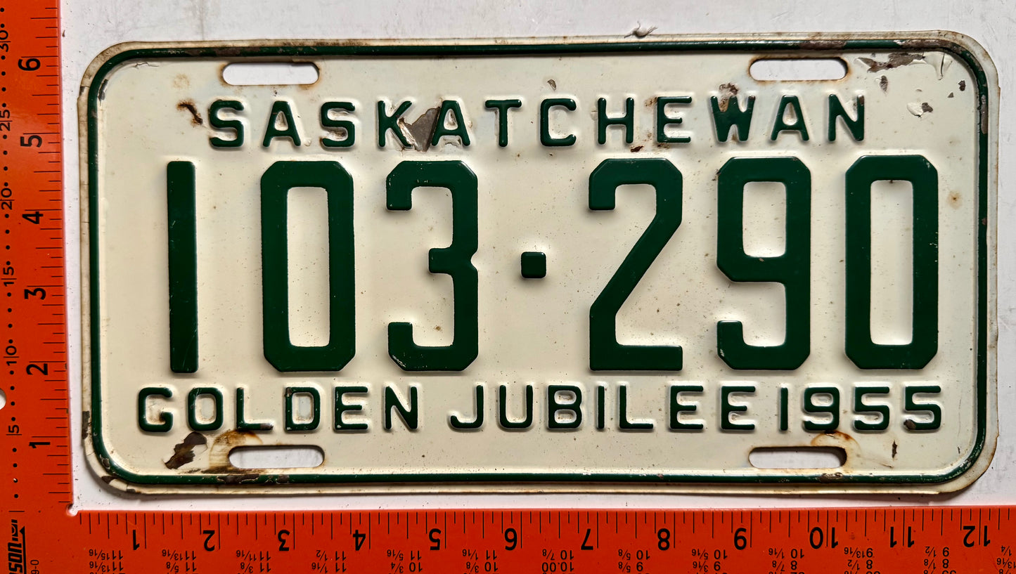 1955 Saskatchewan #103-290 Passenger License Plate