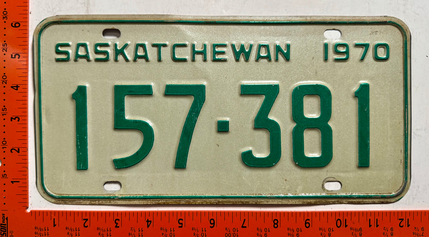 1970 Saskatchewan #157-381 Passenger License Plate