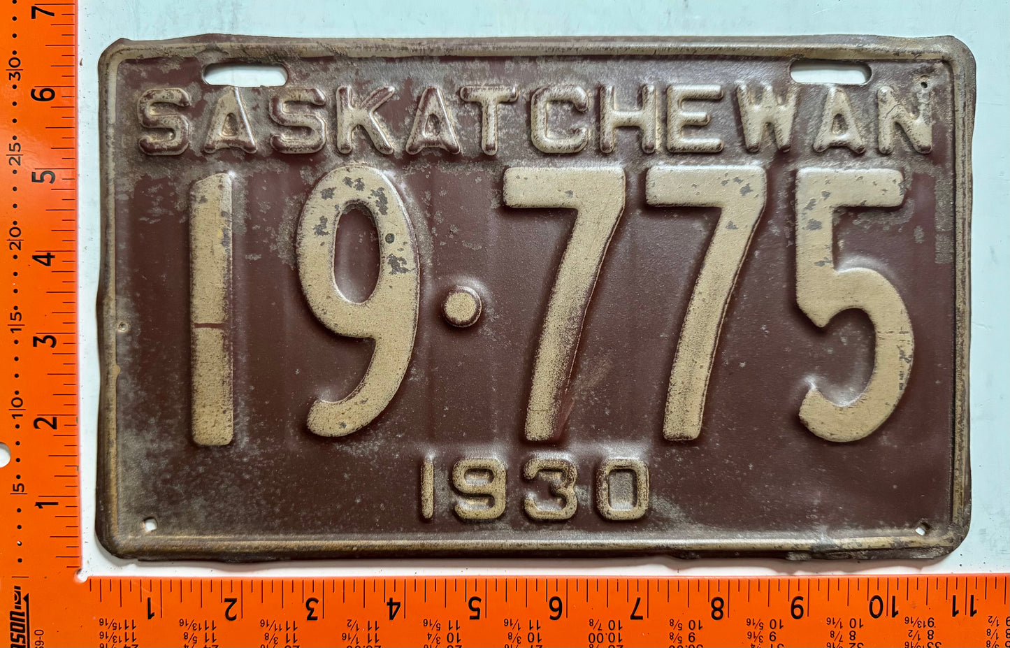 1930 Saskatchewan #19-775 Passenger License Plate