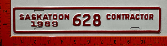 1989 Saskatoon, Saskatchewan #628 Contractor License Plate