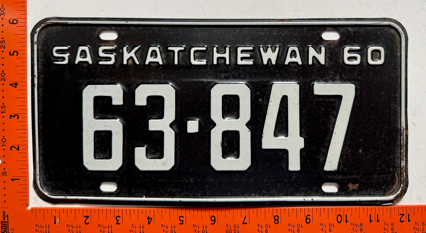 1960 Saskatchewan #63-847 Passenger License Plate