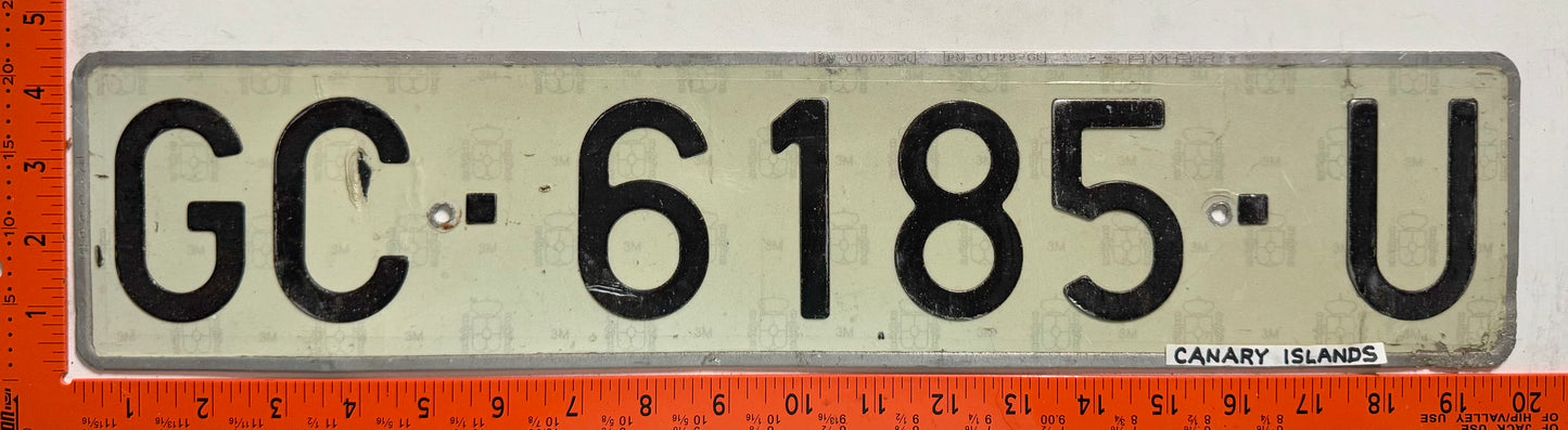 1972 series Spain #GC-6185-U Passenger License Plate
