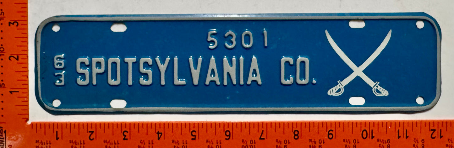 1963 Spotsylvania County, Virginia #5301 License Plate