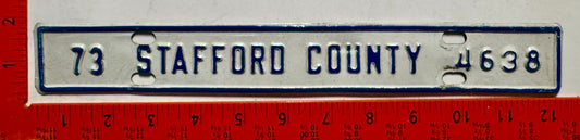 1973 Stafford County, Virginia #4638 License Plate