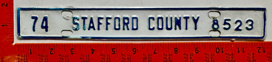 1974 Stafford County, Virginia #8523 License Plate