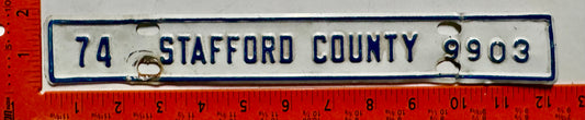 1974 Stafford County, Virginia #9903 License Plate