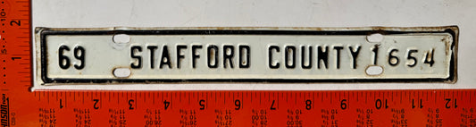 1969 Stafford County, Virginia #1654 License Plate