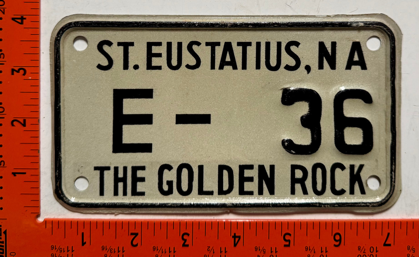 1980-1988 base St Eustatius #E-36 Motorcycle License Plate
