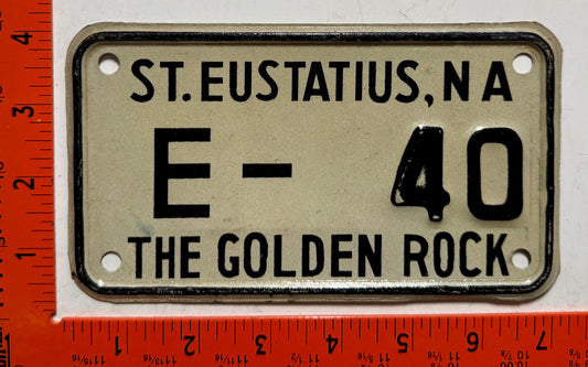 1980-1988 base St Eustatius #E-40 Motorcycle License Plate