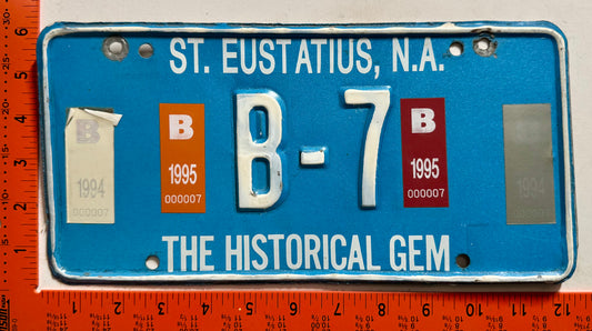 1994/1995 St Eustatius #B-7 Bus License Plate