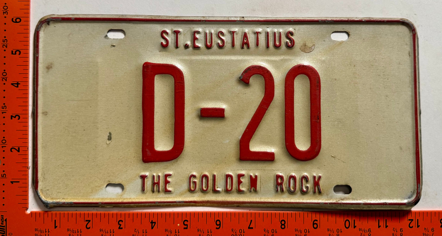 1977 base St Eustatius #D-20 Government License Plate