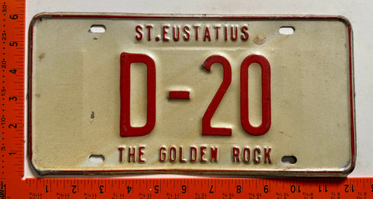 1977 base St Eustatius #D-20 Government License Plate