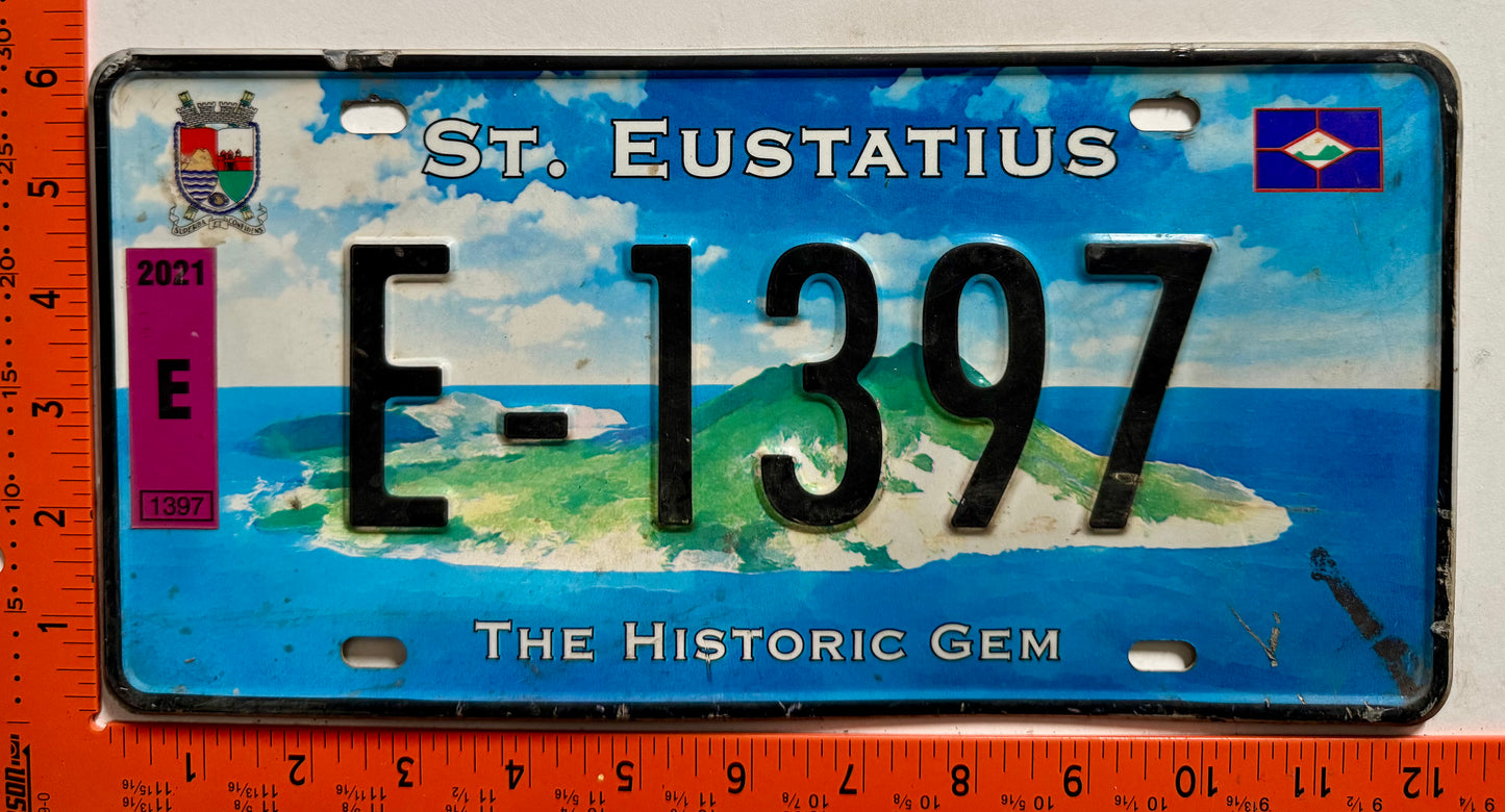 2021 St Eustatius #E-1397 Passenger License Plate