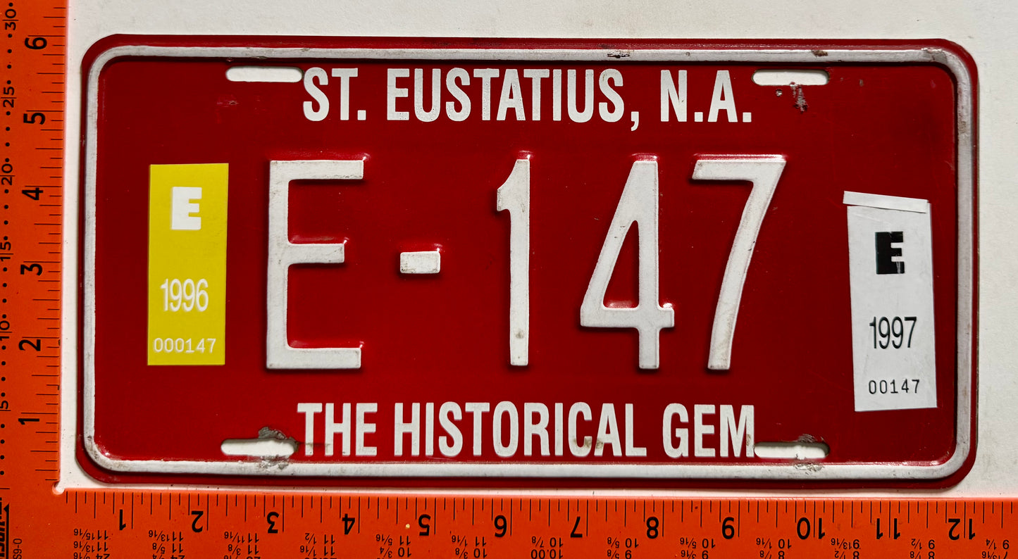 1996/1997 St Eustatius #E-147 Passenger License Plate